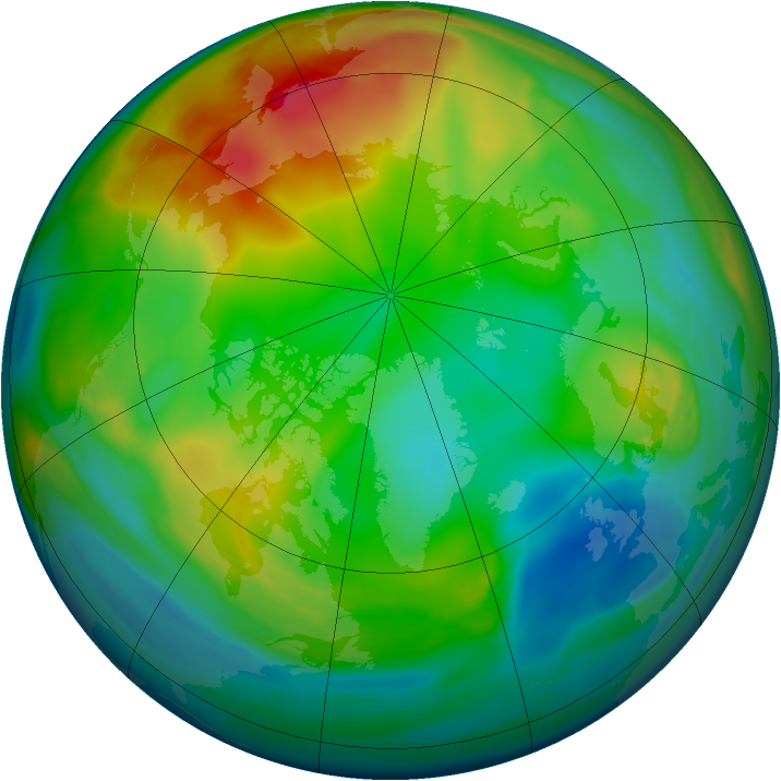 Arctic ozone map for 03 January 2005